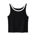 thumbnail image 4 of Womens Tank Tops Summer Ribbed Basic Slim Fit Tops Crew Neck Sleeveless Solid Color Clothes Casual Stylish Party Everyday Wear,Black,L, 4 of 4
