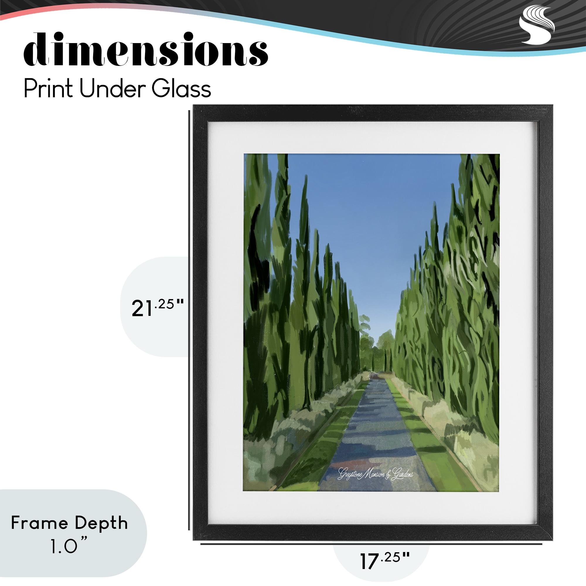 Stupell Industries Greystone Gardens Path Black Framed Print Under Glass, design by Amelia Noyes