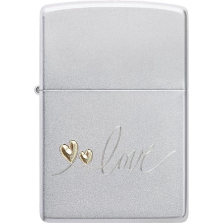 Zippo 48725 Love Design with Hearts Satin Chrome Windproof Lighter