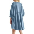 thumbnail image 2 of xiaxaixu Robe d'Été Mini pour Femmes Manches Lanterne Couleur Unie Tunique Ample Robe Courte Bouffante, 2 of 5
