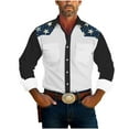 thumbnail image 2 of Wrtxtat Men's Western Cowboy Hippie Shirt Vintage Aztec Camo Printed Casual Pearl Snap Button Up Slim Fit Long Sleeve Work Cargo Shirts with Two Chest Pockets Black#03 XXXXXL, 2 of 7