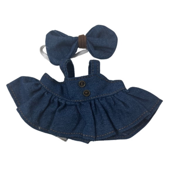 Denim Jumper-Style Dress with Matching Headband for 17.5cm Collectable Dolls