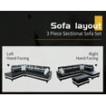 thumbnail image 3 of PonLiving 103.50" Wide Black & White Faux Leather Sectional with Ottoman Left Hand Facing, 3 of 5
