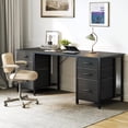 thumbnail image 5 of 63 Inch Office Desk with 6 Fabric Drawers, Large Computer Desk for Home Office with Hidden Storage Shelves, Black, 5 of 6