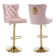 thumbnail image 6 of Velvet Gold Bar Stools Set of 2 Modern Counter Height Bar Stools with Lion Pull Ring Tufted Back, Nailhead Upholstered Barstools for Home Kitchen Island, Swivel Adjustable Stool Chair in Pink, 6 of 9