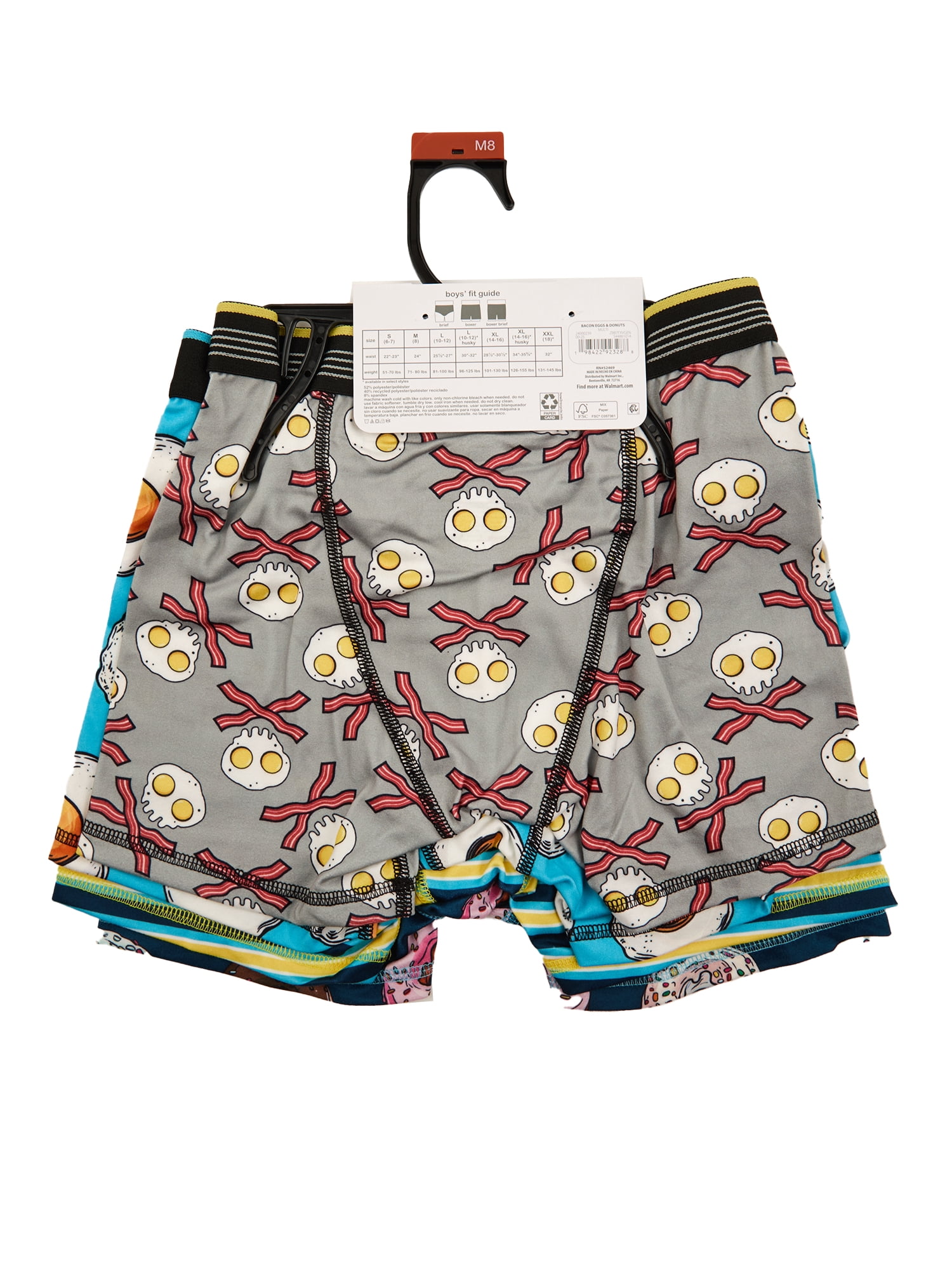 Wonder Nation Boys Boxer Brief Breakfast Underwear, 4-Pack, Sizes S-XL