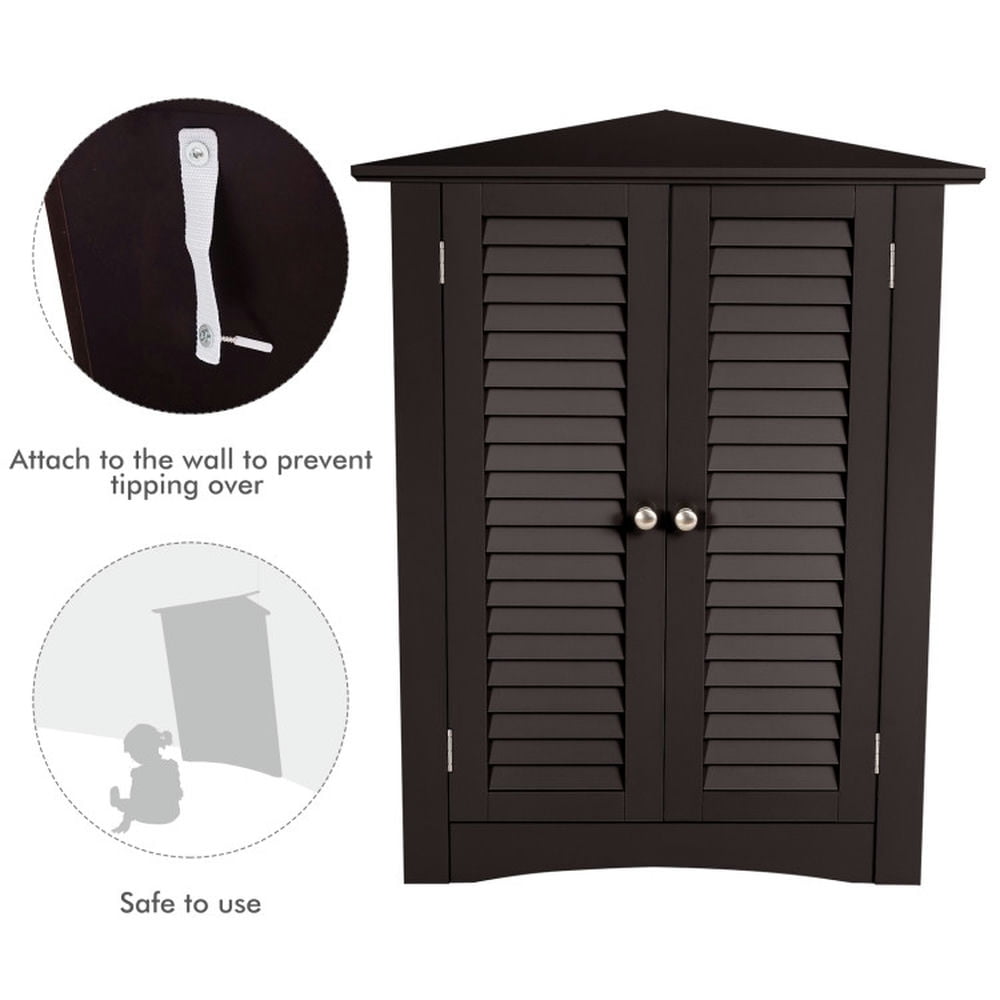 Finihen Bathroom Storage Cabinet, Bathroom Floor Cabinet, Bathroom Corner Storage Freestanding Floor Cabinet with Shutter Door, for Bathroom, Living Room, Bedroom, Kitchen, Brown Finihen Bathroom Storage Cabinet, Bathroom Floor Cabinet, Bathroom Corner Storage Freestanding Floor Cabinet with Shutter Door, for Bathroom, Living Room, Bedroom, Kitchen, Brown