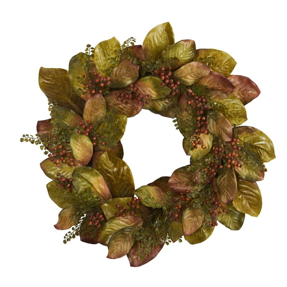 Nearly Natural Floral Plastic Wreath, 30.00" (Assorted Colors)