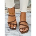 thumbnail image 6 of Women Comfortable Multi Strap Flat Sandals  Elegant Coffee Brown Slide Sandals, 6 of 7