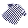 thumbnail image 1 of Camisa A Rayas Para Hombre, Diseño En Contraste Azul Y Blanco, Parte Superior Con Botones De Manga Corta Para La Vida Diaria, Viajes, Trabajo, Oficina, Hogar, Calle Con Diseño De, 1 of 7