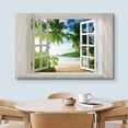 thumbnail image 3 of wall26 Glimpse into Beautiful Tropical Beach with Palm Trees Out of Open Window - Canvas Art Wall Art - 12"x18", 3 of 5