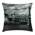 thumbnail image 1 of New York Throw Pillow Cushion Cover, Black and White Panorama of New York City Skyline with Focus on Manhattan Bridge Photo, Decorative Square Accent Pillow Case, 16 X 16 Inches, Grey, by Ambesonne, 1 of 2