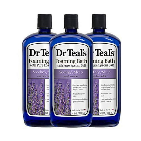 Dr Teal's Foaming Bath 3-Pack (102 Fl Oz Total) Soothe & Sleep with Lavender