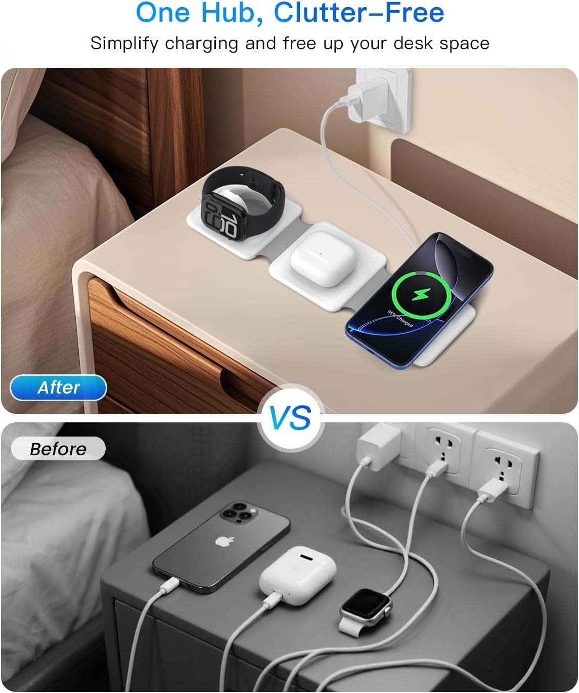 ETEPEHI Magnetic Wireless Charger Compatible for iPhone: Fodable 3 in 1 Charging Station Compatible for 17 16 15 14 13 12 Pro Max Plus & Airpod, Travel Essentials