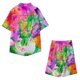 thumbnail image 4 of Conjunto casual de blusa y pantalones de playa de manga corta con estampado de botones para hombre Pompotops  oipoqjl36028, 4 of 5