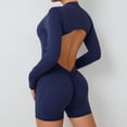 thumbnail image 4 of Nuevo conjunto de yoga de manga larga con cremallera y almohadilla para mujer, mono de una pieza, pantalones cortos de entrenamiento para gimnasio, mono elástico para fitness, traje deportivo atlético, 4 of 5