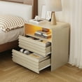 thumbnail image 2 of Vabches 25" H Nightstands with LED Night, Fluted Nightstands with Charging Station and Storage Shelves, End Table Bed Side Table for Bedroom Enrtyway Livingroom, 2 of 8