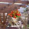 thumbnail image 3 of Artificial Faux Hanging Plants Flowers Basket for Spring, Red Daisy Flowers Eucalyptus UV Resistant Look Real for Outdoor Outside Porch Decoration, 3 of 8