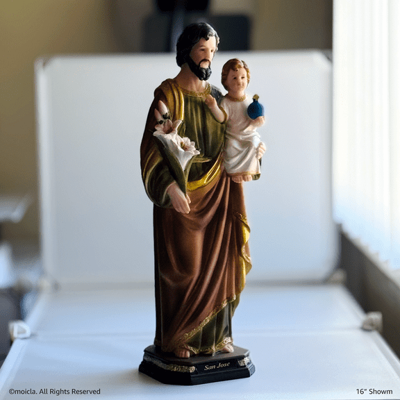 Saint Joseph Resin Statue - 16" Tall Catholic Figurine | San Jose, Figura Catolica - Estatua de Resina