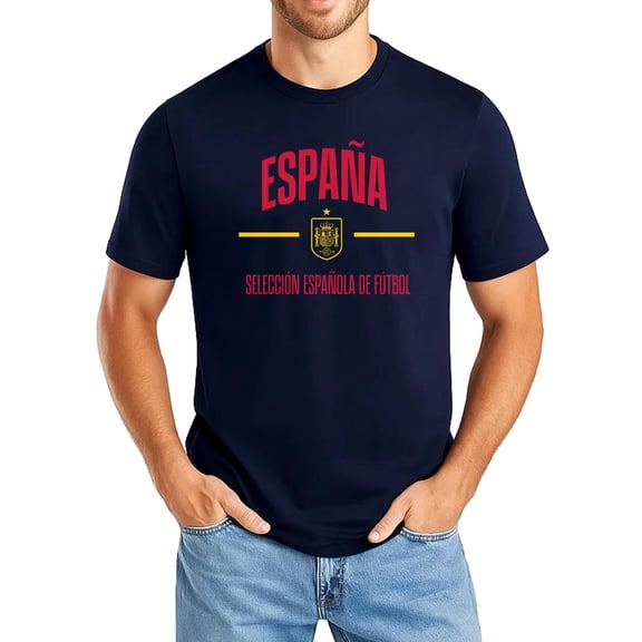 Icon Sports Officially Licensed Royal Spanish Football Federation Cotton T-Shirt - Unisex Adult - RFEF234CT Navy S