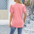 thumbnail image 4 of Blusas Tipo Túnica para Mujer, Informales, con Cuello en V, Corta, Blusas de Verano con Mangas Abullonadas y Volantes. Rosa M, 4 of 9