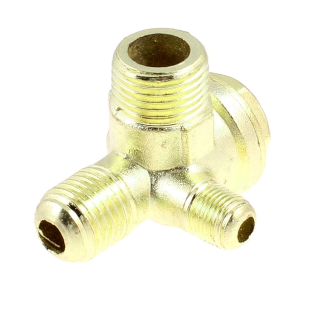 Unique Bargains 1/8 Pieds 1/4 Pieds 3/8 Pieds Filetage Mâle Valve de Contrôle de Compresseur d'Air en Laiton Ton Doré