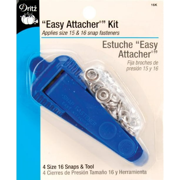 Grønthandler retort Kritisere Dritz 16K Snap Fasteners "Easy Attacher" Kit, Size 15 (3/8-Inch) & Size 16  (7/16-Inch) Nickel - Walmart.com