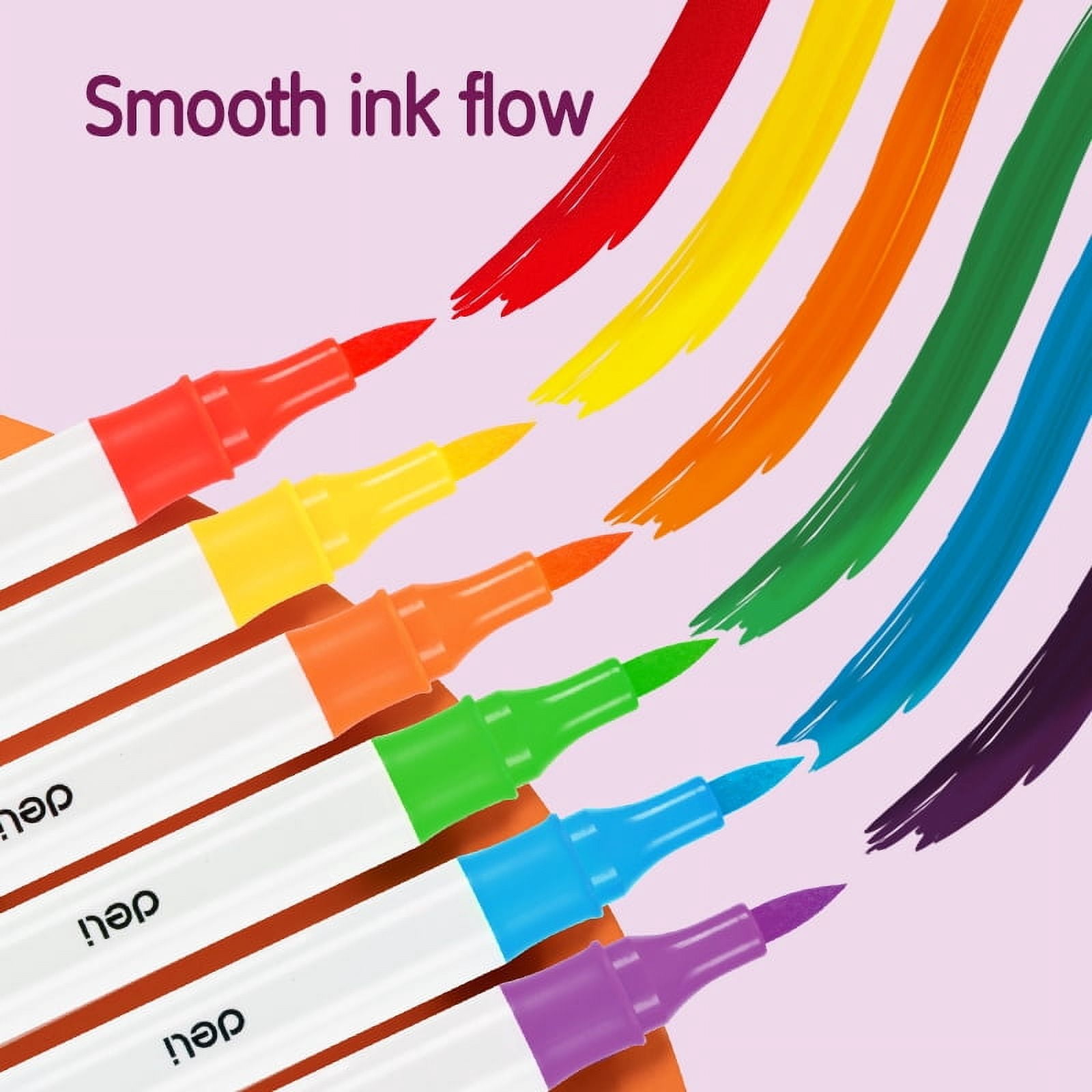Deli Paint Markers Dual Tip Quick Drying Acrylic Marker Pens Paint Pens for Wood, Rock, Canvas, 48 Colors