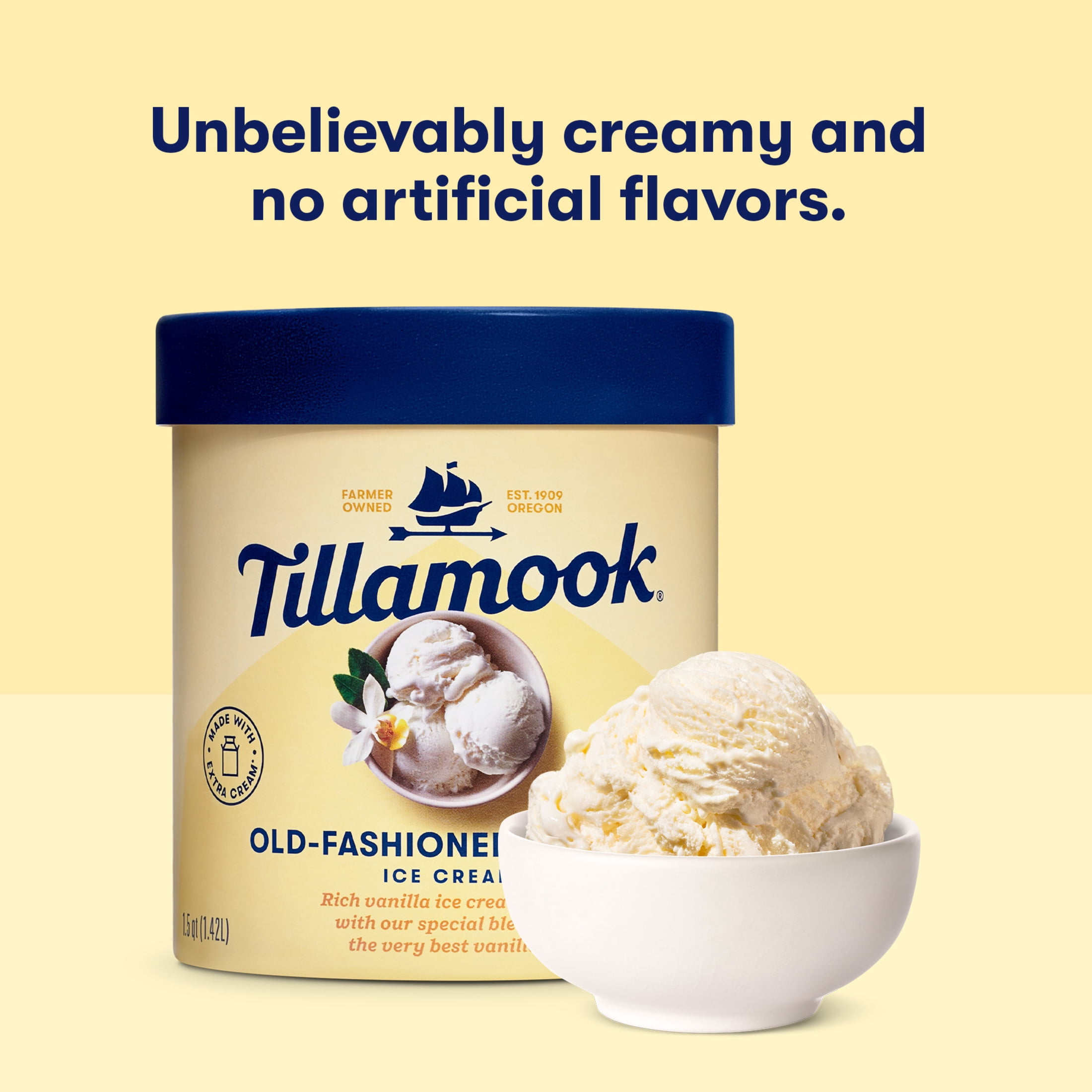 Tillamook Old-Fashioned Vanilla Ice Cream, 48 oz