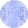 thumbnail image 1 of Ahgly Company Machine Washable Indoor Round Abstract Blue Modern Area Rugs, 8' Round, 1 of 4