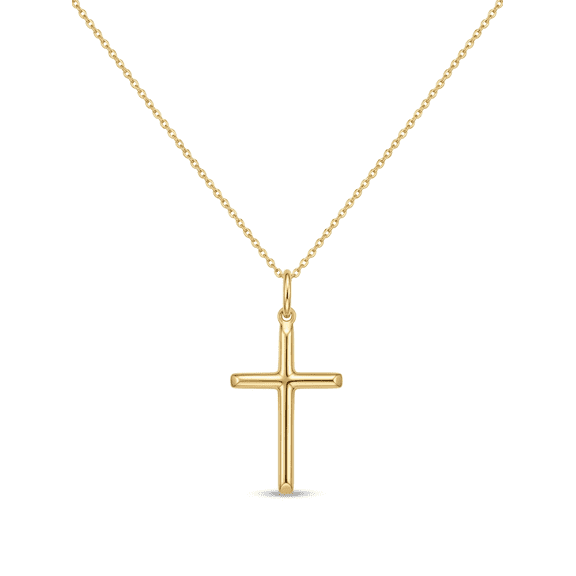 Ritastephens 925 Sterling Silver Gold-Plated Cross Pendant Necklace for Women & Men, 18-inch Chain