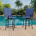 thumbnail image 1 of 3-Piece Outdoor Bar Set, Swivel Textilene Bar Stools with Glass-Top Table, Patio Bistro Set for Balcony, Backyard & Poolside, 1 of 5