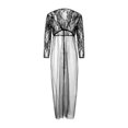 thumbnail image 5 of Qiylii Women Summer Night Dresses, Lace Stitching Sheer V-Neck Long Sleeve Long Dress Lingerie for Girls, Black/White/Blue, 5 of 9