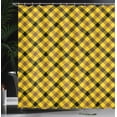 thumbnail image 3 of Ambesonne Yellow Brown Shower Curtain, Striped Square Check, 69"Wx70"L, Mustard Umber, 3 of 4