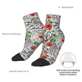 thumbnail image 6 of Rateoe Roses Mixed Zebra 1 Pattern Quarter Crew Socks,Toe Seamed Ankle Socks,Cotton Cushioned Breathable Athletic Crew Sports Socks, 6 of 7