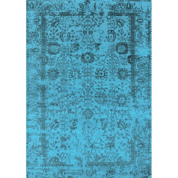 Ahgly Company Indoor Rectangle Oriental Light Blue Industrial Area Rugs, 2' x 5'