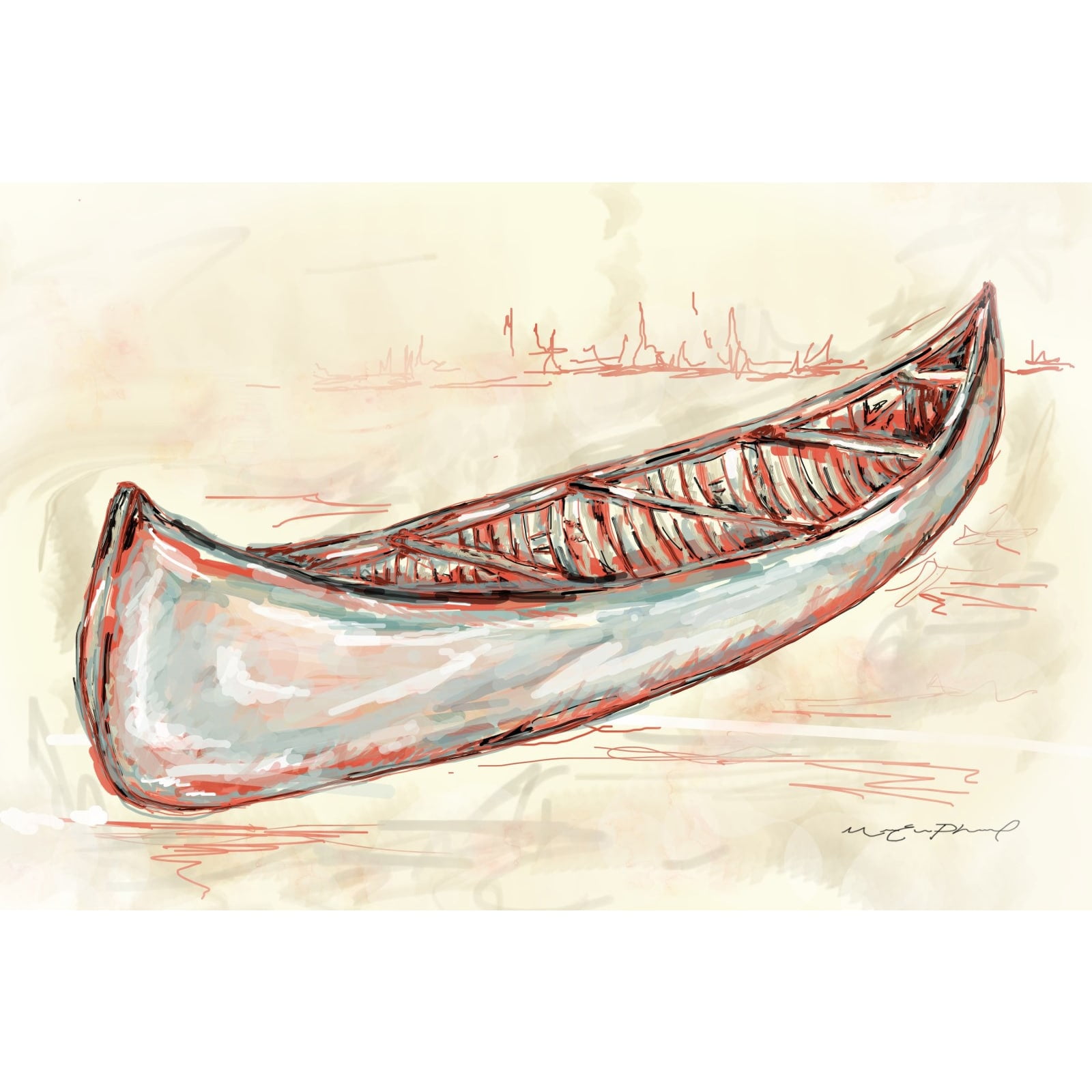 Marmont Hill "Canot 2e Travail" by Marie-Eve Pharand Painting Print on Wrapped Canvas