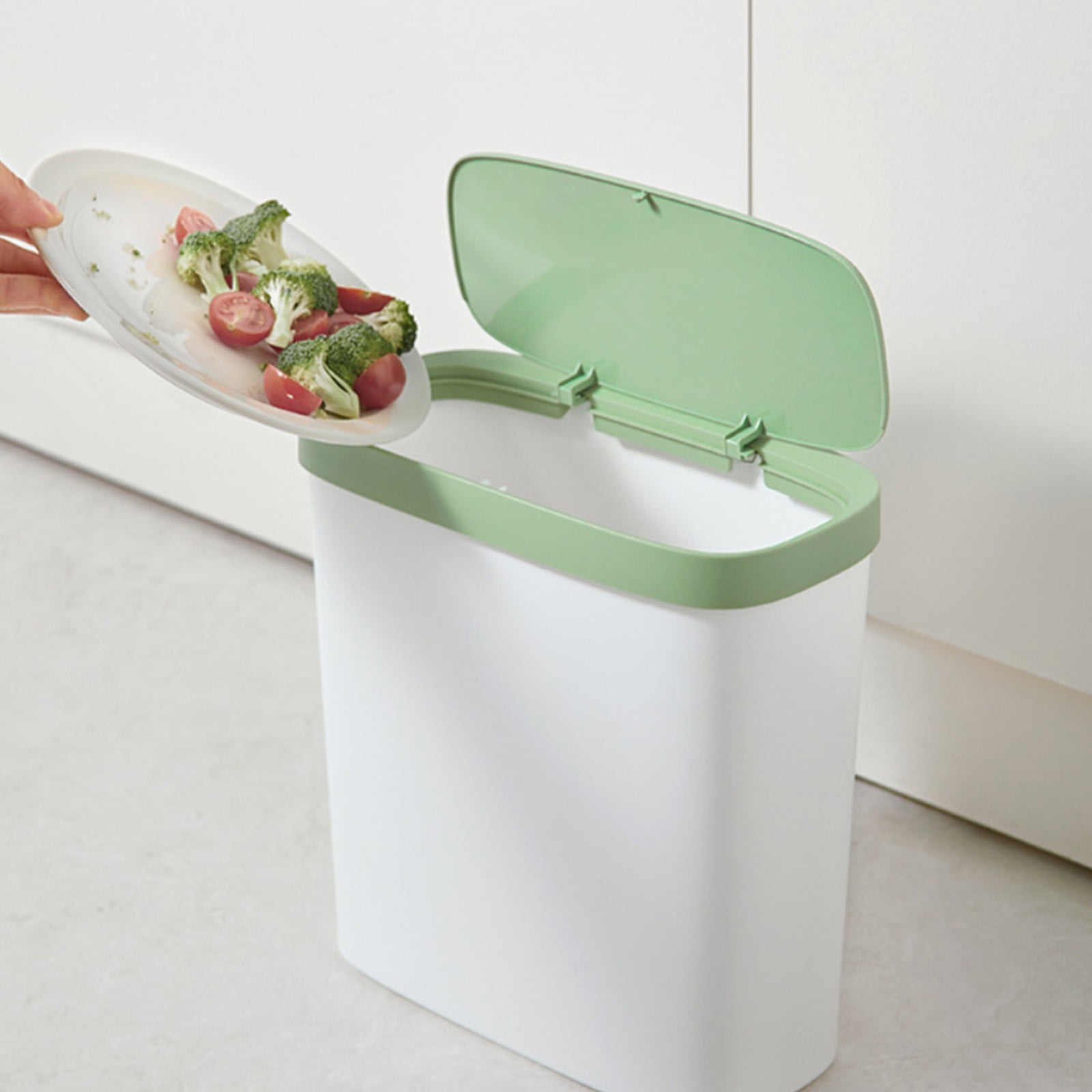 Kitchen Trash Can, Step-On Garbage Can with Lid, Tall Kitchen & Bathroom Trash Can, Small Office Waste Bin, Green - Xuniizn