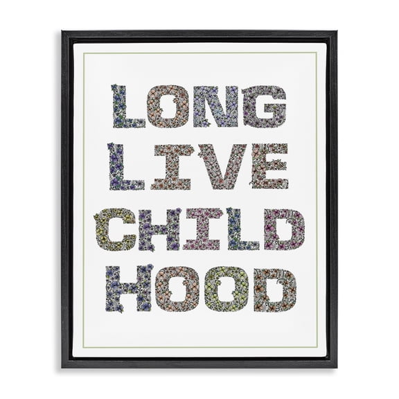 Stupell Industries Cottage Long Live Childhood Florals Black Floating Frame Canvas Art, 17 x 21, by Jennifer Stith