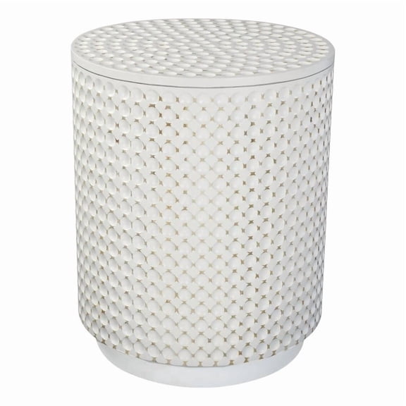 Carolina Dimple Round Accent Table in Whitewash