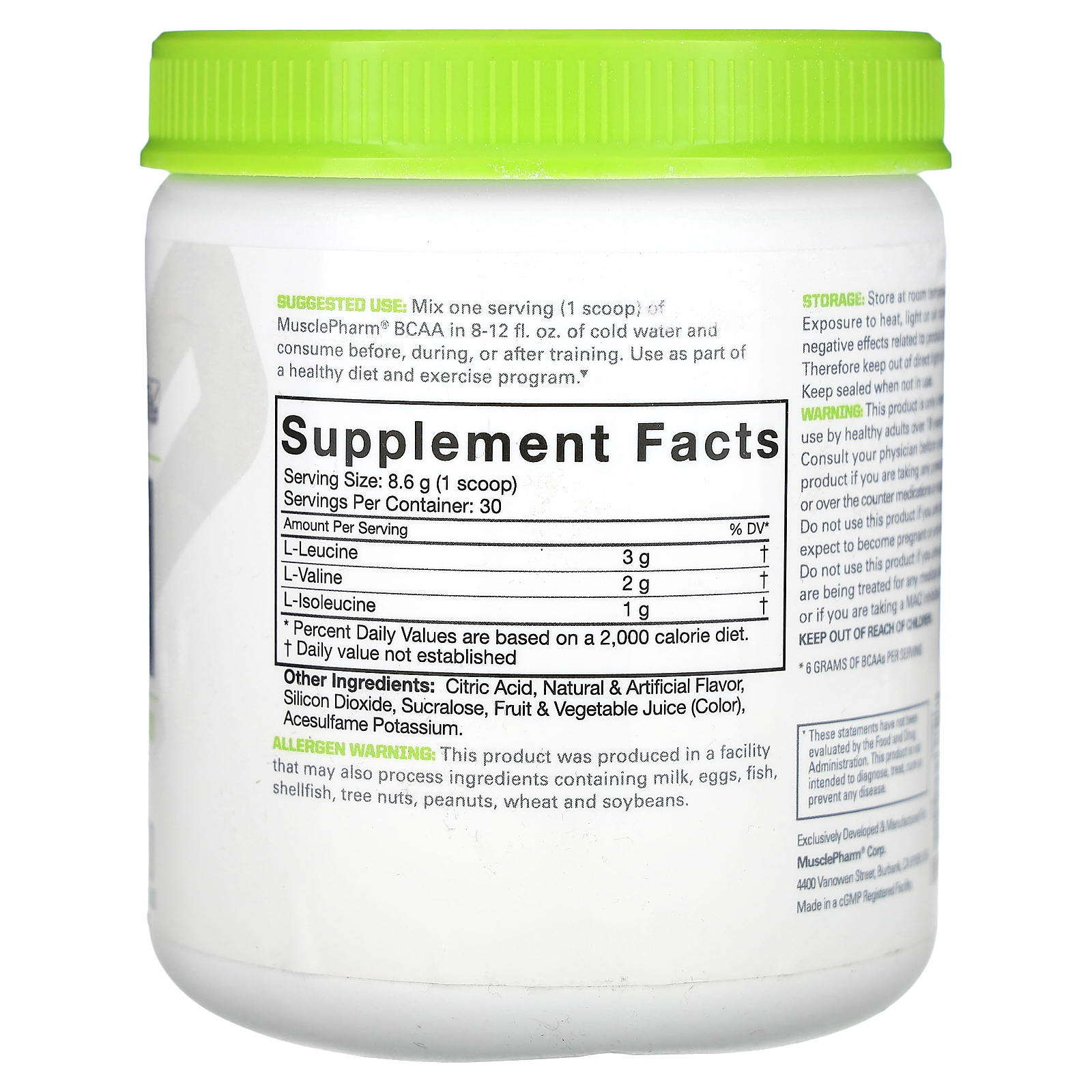 MusclePharm BCAA Essentials Powder, Post Workout Recovery, 30 Servings, Fruit Punch - image 2 of 2