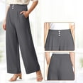 thumbnail image 5 of Women’s 2026 Spring Summer Soft Flowy High-Waist Pull-On Wide-Leg Stretch Drape Dress Pants for Senior Women Over 50 Gray XXL, 5 of 5