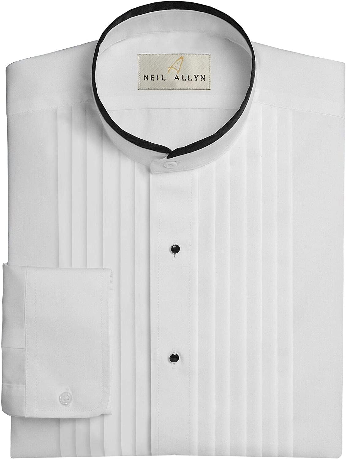 Neil Allyn Men's Slim Fit Tuxedo Shirt Wing Collar 1/4 Inch Pleat 