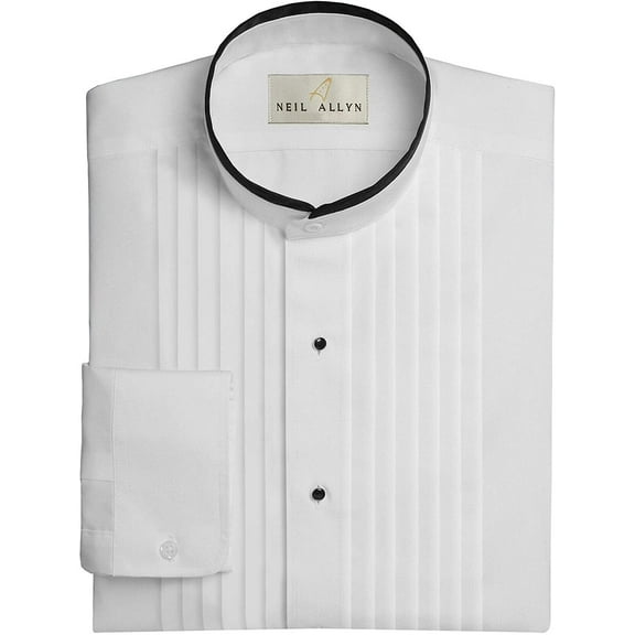 Men's SLIM FIT Wing Collar 1/4" Pleats Tuxedo Shirt-XL-36-37