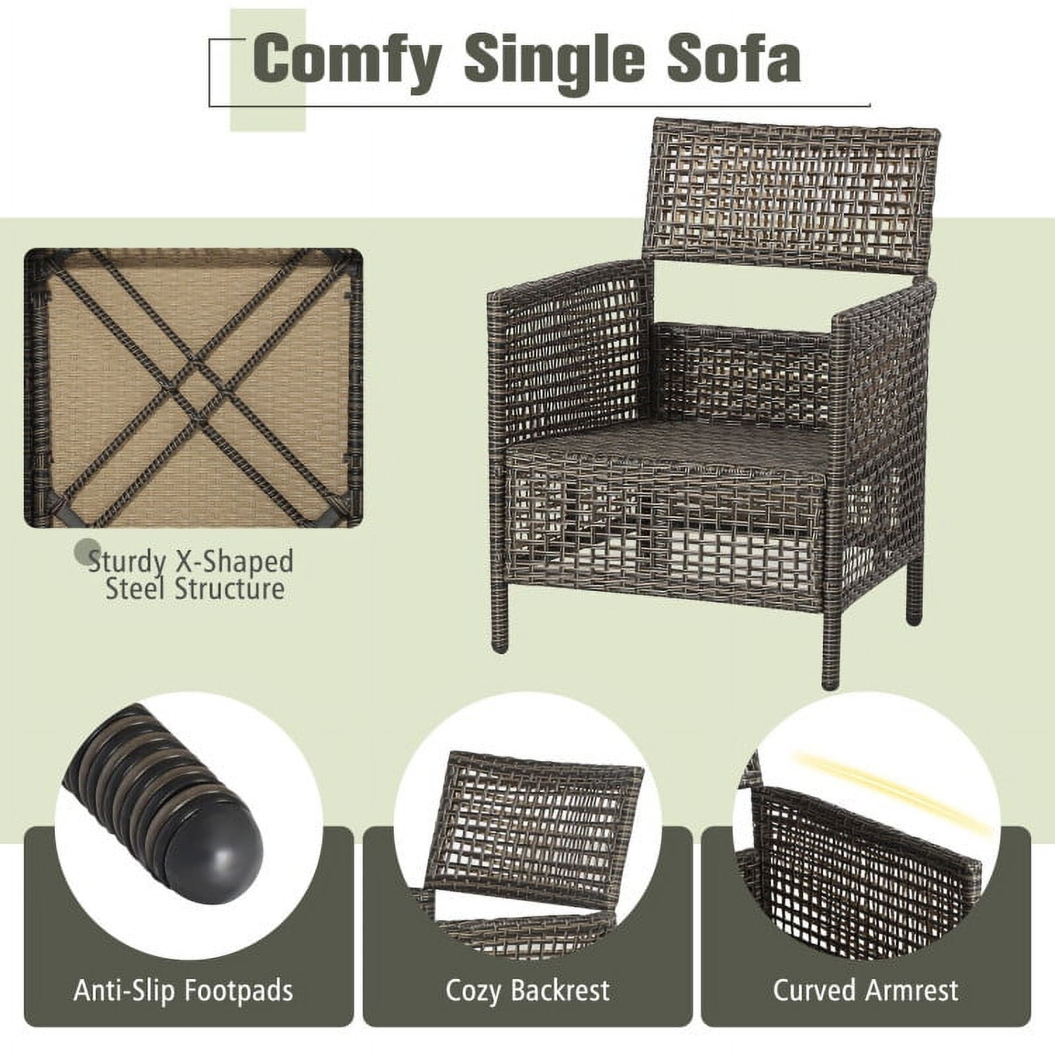 Aimee Lii 3 Pieces Patio Rattan Cushioned Conversation Set with Acacia Wood Tabletop, Outdoor Patio Furniture Aimee Lii 3 Pieces Patio Rattan Cushioned Conversation Set with Acacia Wood Tabletop, Outdoor Patio Furniture