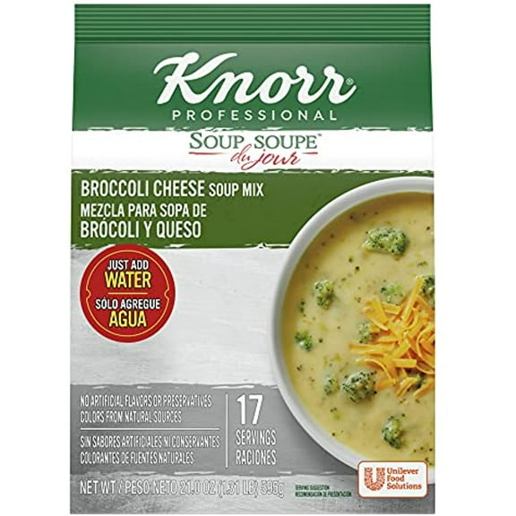 Knorr Professional Soup du Jour Broccoli Cheese Soup Mix Vegetarian, Gluten Free, No added MSG, 0g Trans Fat per Serving, Just Add Water, 21 Ounce (Pack of 4)