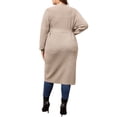 thumbnail image 4 of Agnes Orinda Women's Plus Size Sweater Cardigan Knit Long Sleeve Belted Overwear Long Cardigans 2X Khaki, 4 of 6