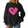 thumbnail image 4 of Enjoytime Valentine Sweatshirt for Women Lover Heart Printed Long Sleeve Tops Lightweight Fashion Casual Crew Neck Sweatshirts Black L, 4 of 8