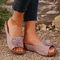thumbnail image 2 of Slippers for Women,Stylish Opentoe Wedges With Leather Top And Flower Slippers Are Comfortable Shoes With Temperament,Womens Slippers,Pink,6, 2 of 9