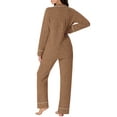 thumbnail image 6 of MINTREUS Women's Pajama Sets Knit Long Sleeve Button Down Pjs Soft Sleepwear Lounge Sets with Pockets, 6 of 9